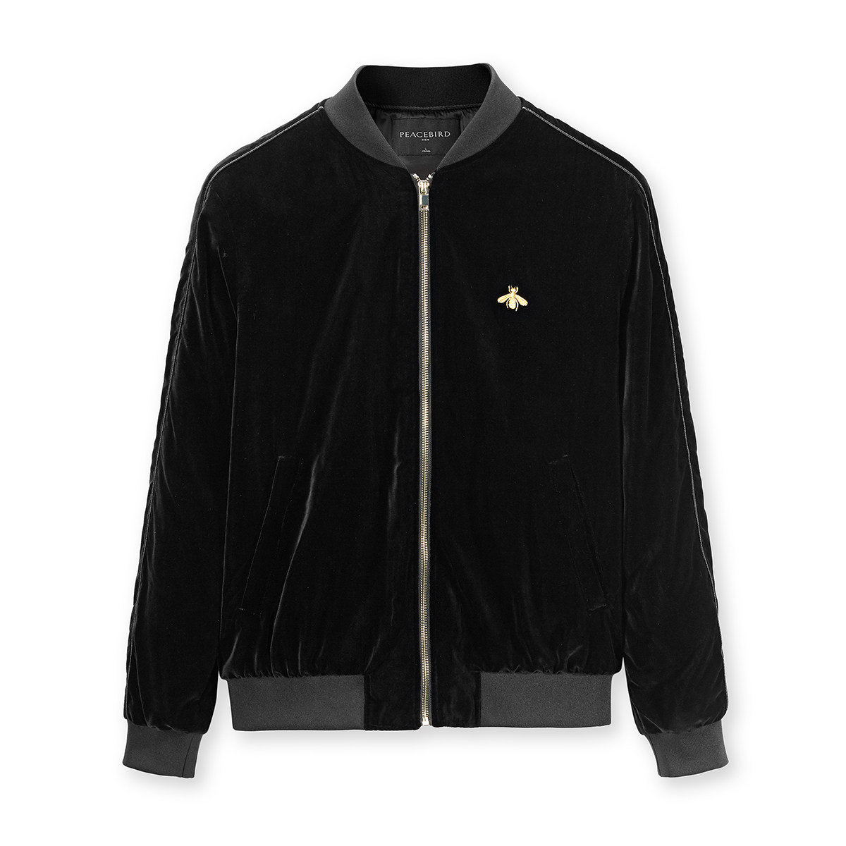 太平鸟男装 2019秋季新品小蜜蜂刺绣夹克韩版潮流棒球领外套无弹