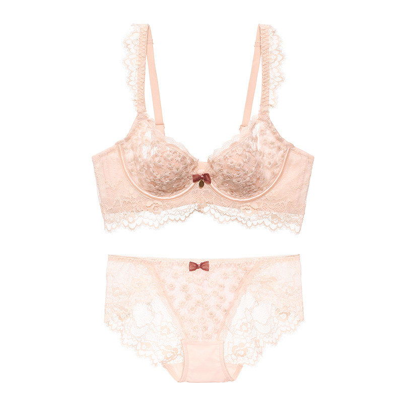 维妮芳超薄透气乳胶内衣上托下垂软钢钢圈胸罩文胸套装