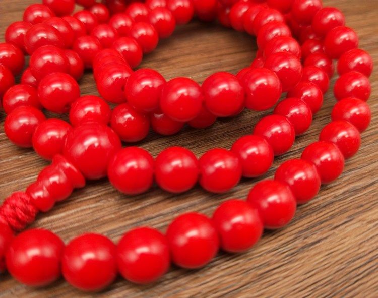 佛珠念珠佛学学院同款红色怀业108颗手持佛珠