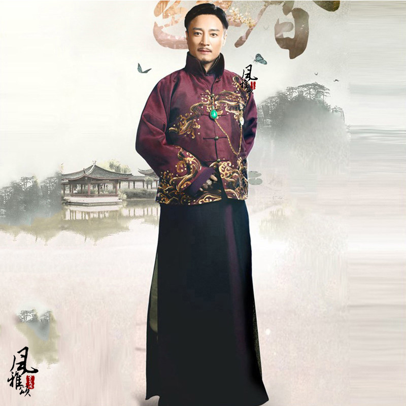 长袍影视古装民国男士长衫马褂清末掌柜商人民族服装