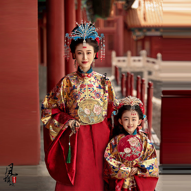 明制母女亲子汉服女童明朝皇后贵妃公主服贵亲子装