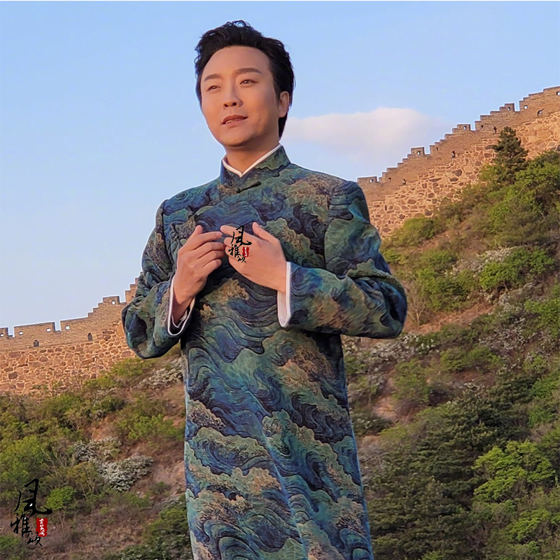 李玉刚同款古装民族风复古国风长袍长衫相声服大褂书生公子演出服