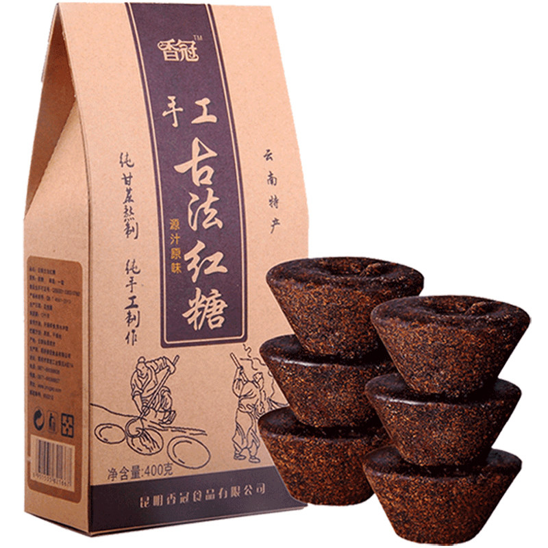 糖块香冠手工古法红糖400g2袋甘蔗原汁土红白糖