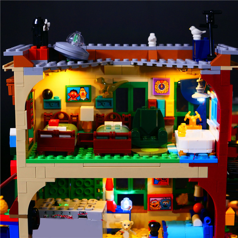 适用乐高1022芝麻街ideas系列收藏礼物led遥控建构