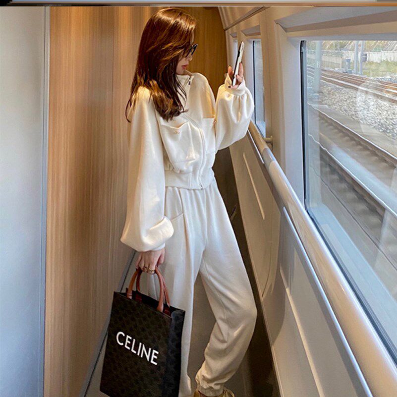 套装女微女生穿搭秋季mm两件网红ins超火休闲运动套装