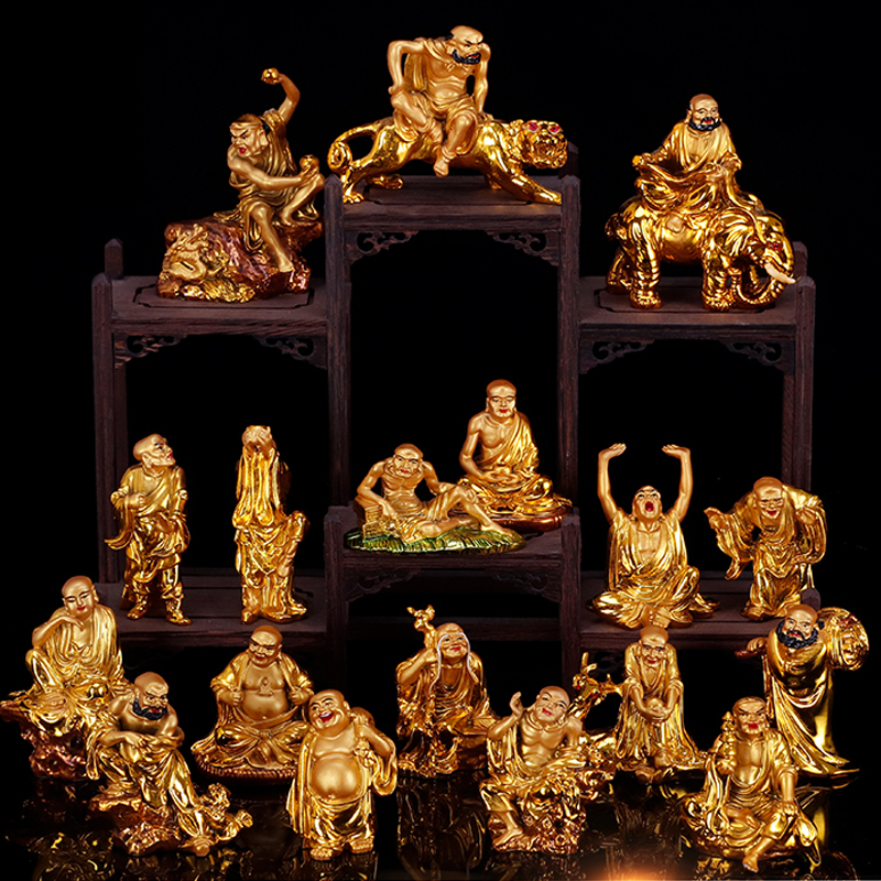 罗汉十八佛像摆件玻璃钢树脂家居佛堂供奉摆件
