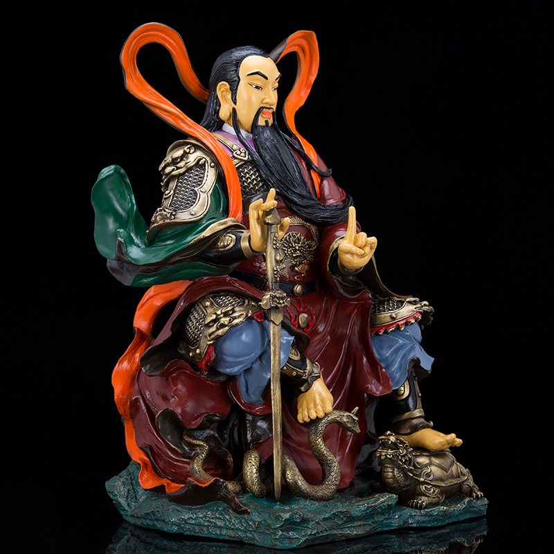 大帝26寸玄天上帝神像玄武真武纯铜彩绘居家摆件