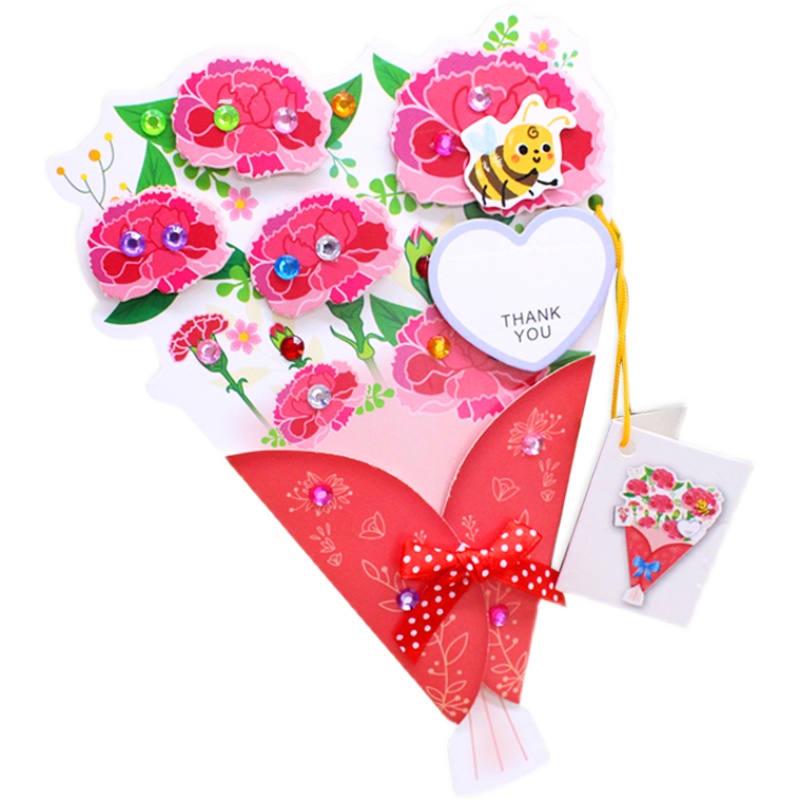 母亲节花束贺卡手工diy制作材料幼儿园感恩老师贺卡