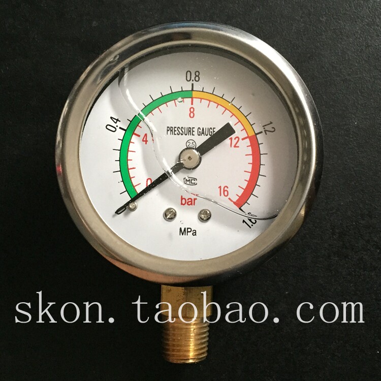 016mpa空气压缩机压力表16bar空压机防震压表打气泵耐震压力表