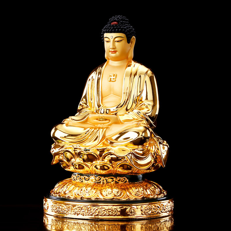 佛像台湾纯铜鎏金释迦牟尼家居佛堂供奉如来如来佛摆件