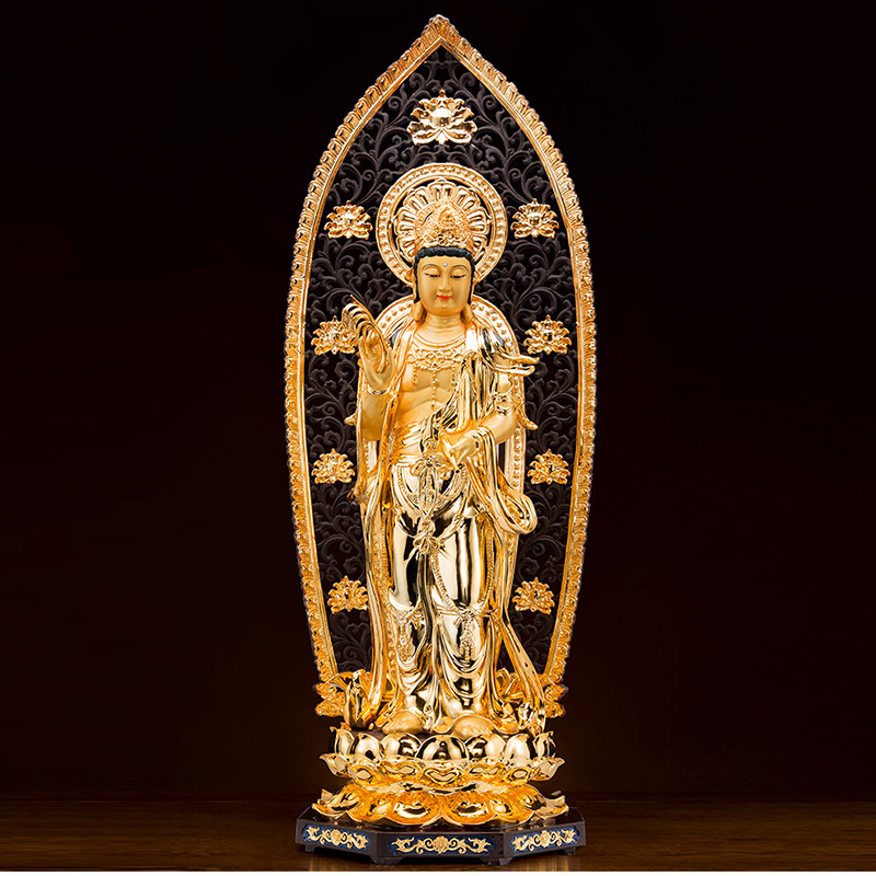 纯铜金如来大势佛祖如来铜鎏西方雕塑佛像观音摆件