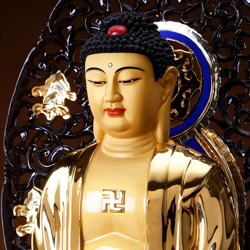 台湾纯铜鎏金释迦牟尼阿弥陀佛药师三宝如来如来佛佛祖摆件