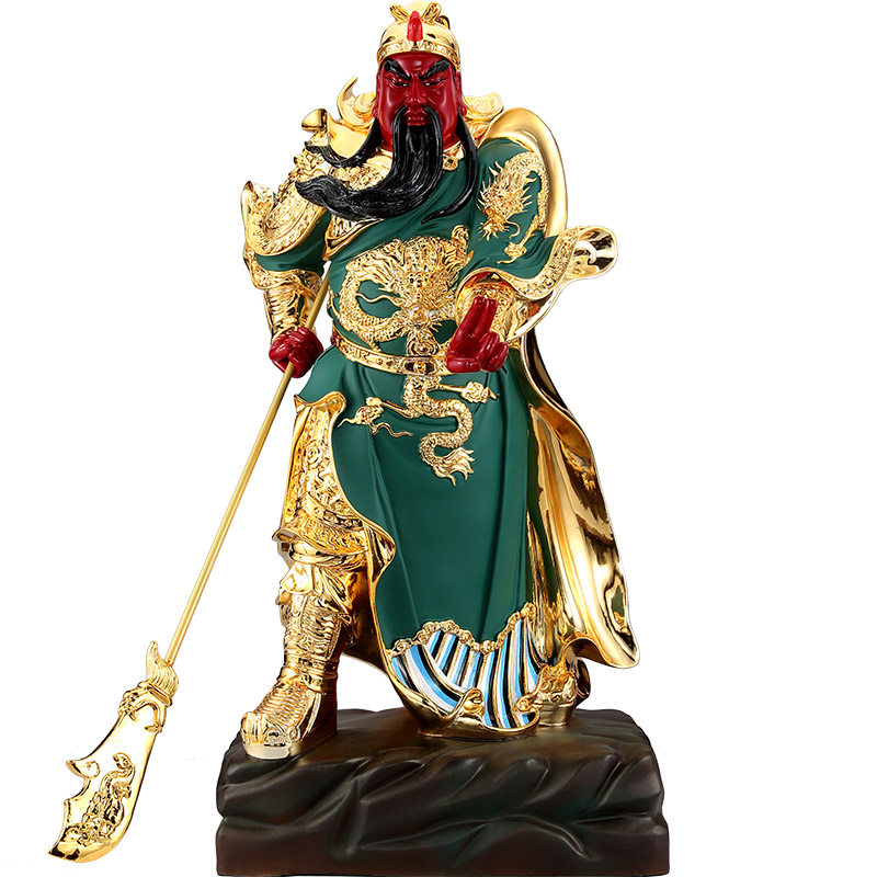 台湾纯铜鎏金关公供奉武财神公司招财二爷神像摆件