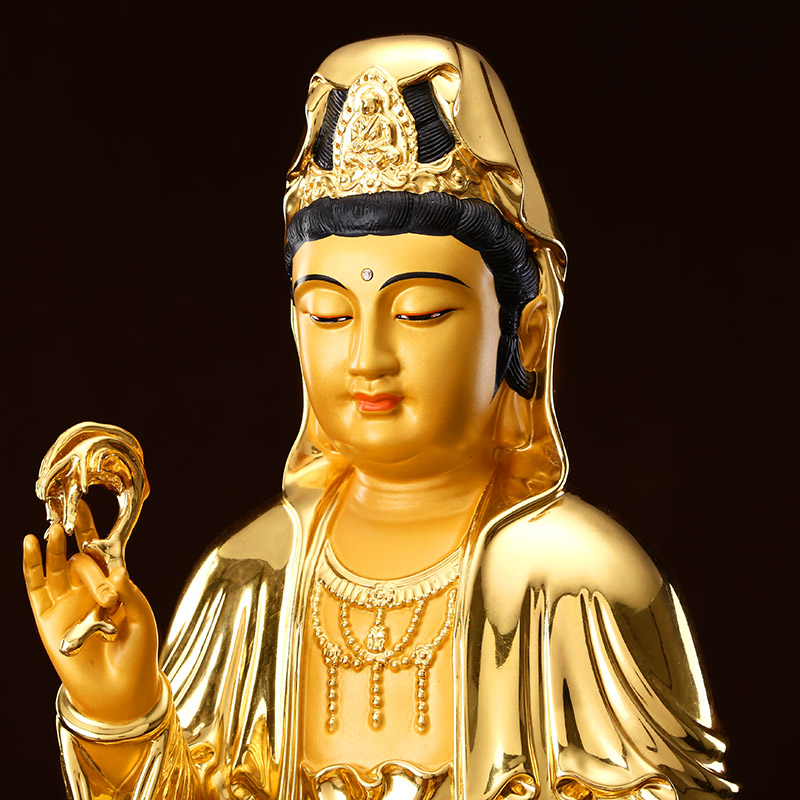 观音台湾手工贴金佛像家供镇菩萨家庭供奉佛像摆件