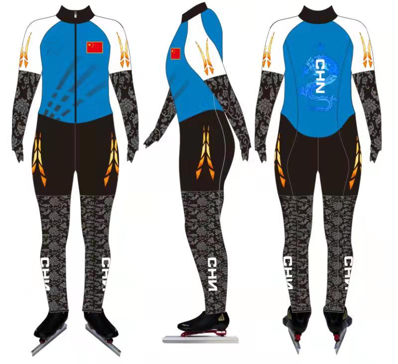 速滑定制高弹连体成人短道切割儿童运动大道速滑服