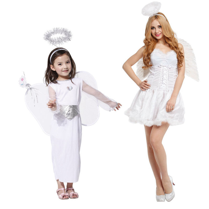 儿童表演cos成人翅膀白雪雪天使短裙走秀衣服服饰