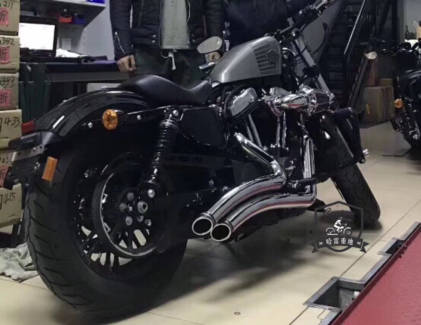 哈雷改装运动者freedom全段排气管1200蛇形扫地排气摩托车排气管