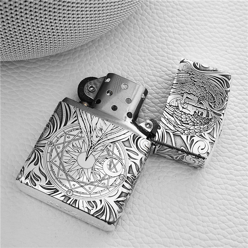 zippo正品打火机纯银守护天使原装正版防风煤油定制zippo