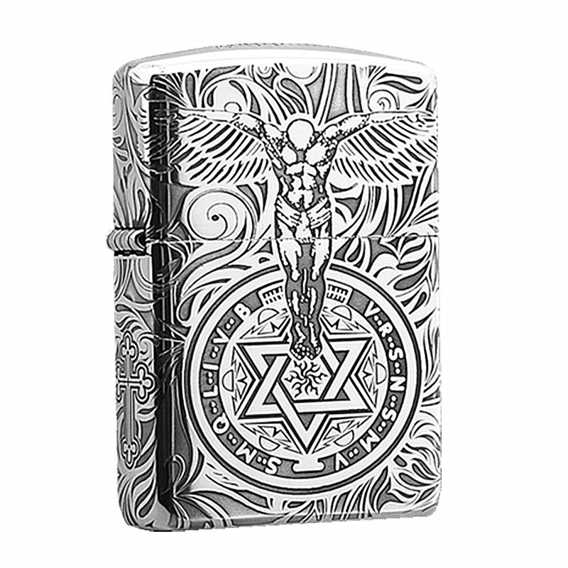 zippo正品打火机纯银守护天使原装正版防风煤油定制zippo