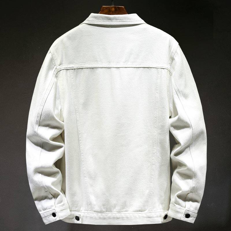 秋季白色牛仔外套宽松高端ins潮大码韩版潮流夹克