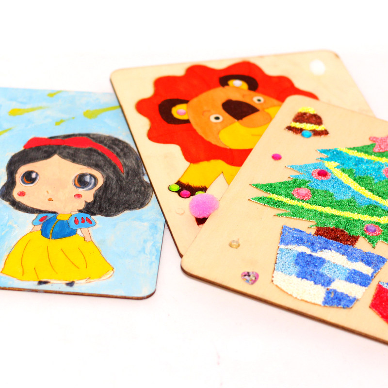 儿童手工画画板 宝宝幼儿园创意美术画板diy木板涂鸦绘画材料制作