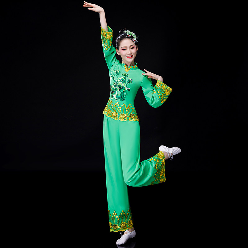 胶州秧歌舞蹈服装演出服女中中老年腰鼓鼓舞扇子民族服装