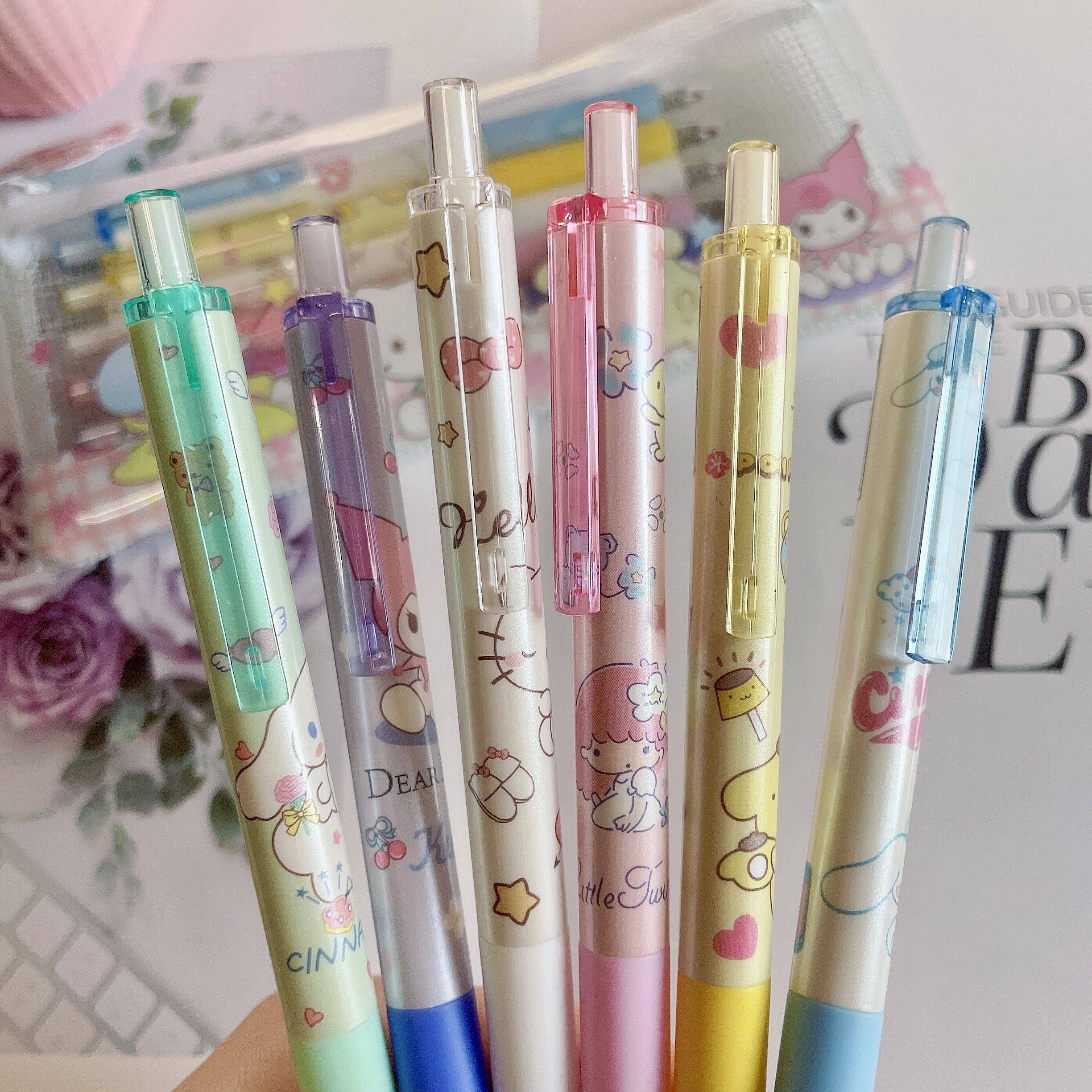 卡通可爱三丽鸥中性笔6支送笔袋布丁玉桂水笔超值中性笔