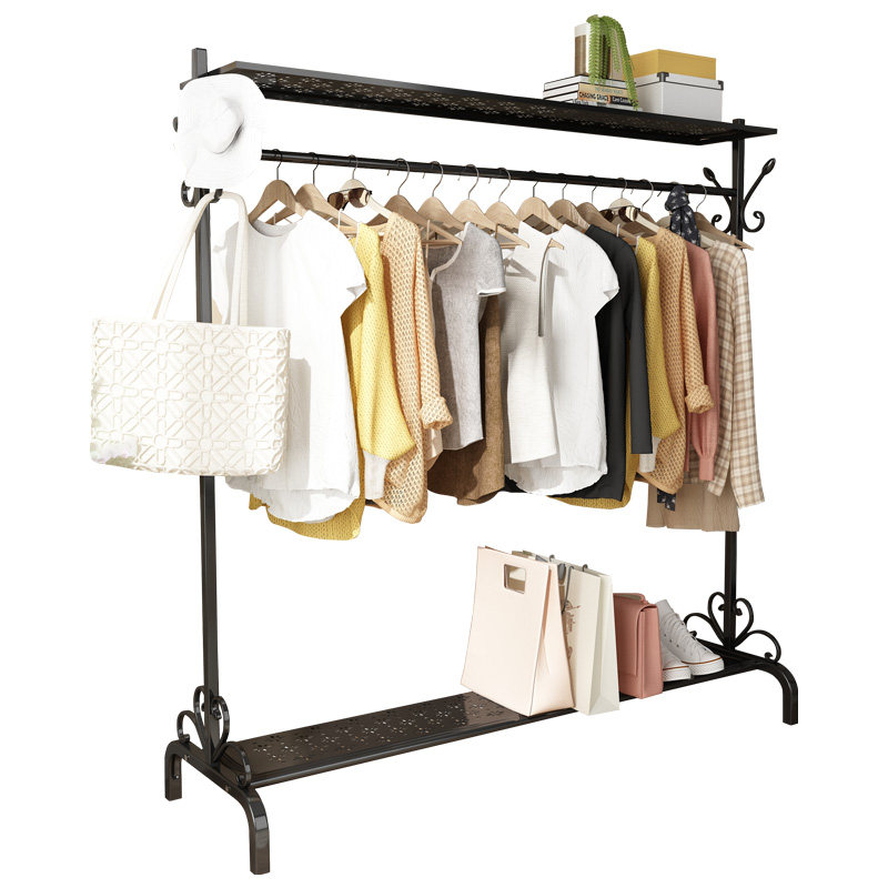 简易晾衣架落地折叠收纳挂衣衣架单杆式凉衣杆晒衣架