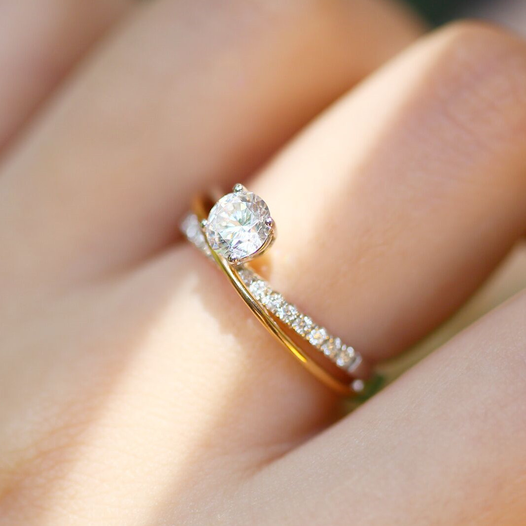 福大生 钻石戒指女50分vs h新款正品结婚钻戒爪镶女戒 18k黄白金