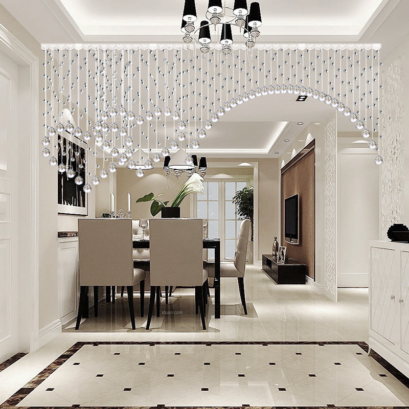 心形欧式水晶珠帘隔断餐厅客厅过道装饰玄关珠帘