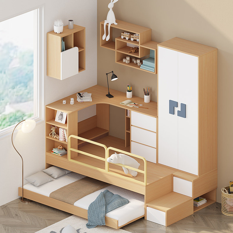 组合安兰图多功能小户户型储物床带书桌衣柜拉床儿童床