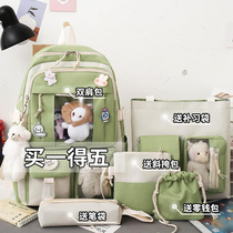 Light girls junior high school students hit color school students three to six grade five sets of high school students double shoulder backpacks