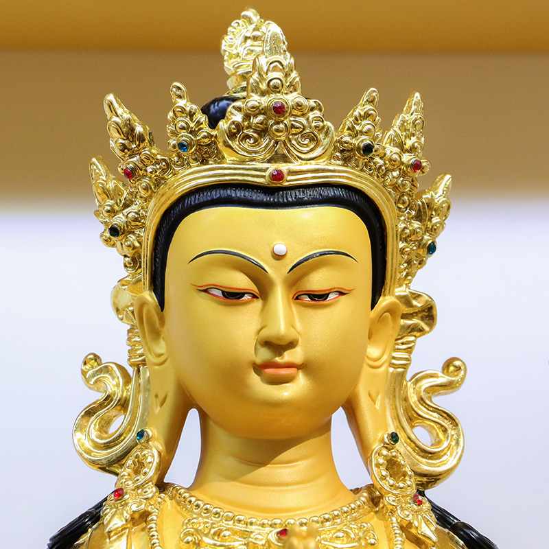 观音纯铜贴金密宗四臂藏传佛教佛堂寺庙供奉菩萨摆件