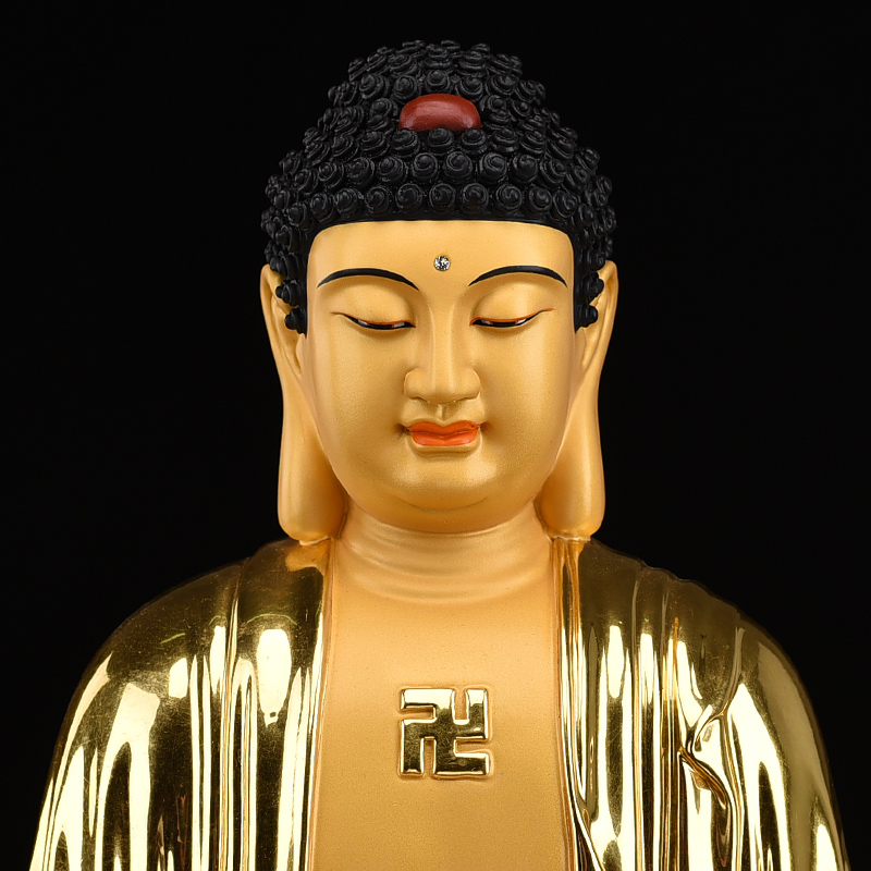 纯铜全身贴真金三世三宝佛阿弥陀佛释迦牟尼药师佛佛像供奉摆件