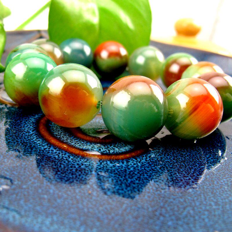 相石缘罕见红绿玛瑙手链20mm手串佛珠男款冰种手链