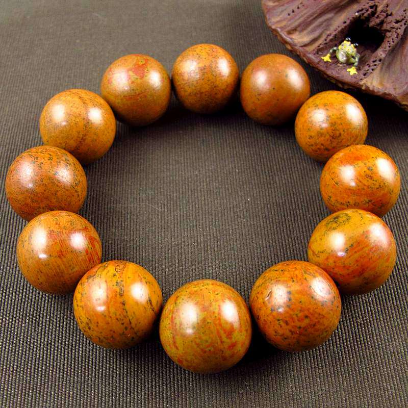 相石缘罕见金黄色泗滨砭石手串男20mm天然泗水砭石手链手链