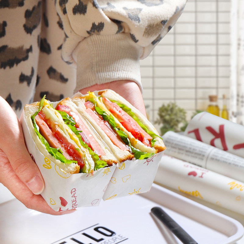 一次性三明治包装纸可切三文文治热狗食品纸防烘焙烘焙用纸