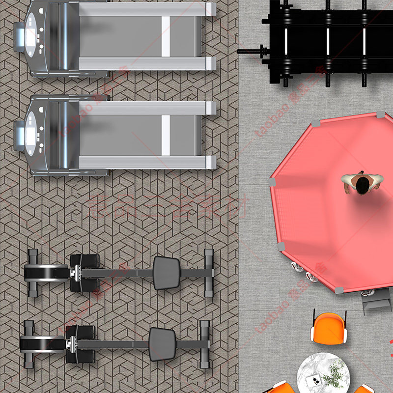 素材29号ps工装健身房室内彩平psd文件健身器材样图