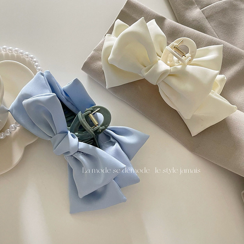 甜美缎面蝴蝶结抓夹超仙气质发抓后脑勺盘发夹子发饰