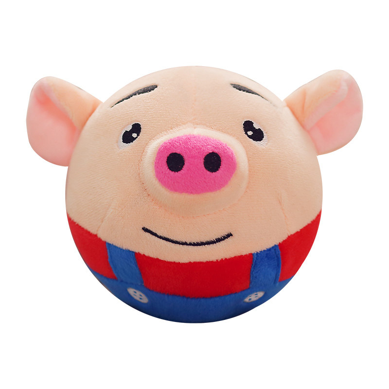 网红跳跳猪玩具毛绒震动球会动学说话说话声声控毛绒