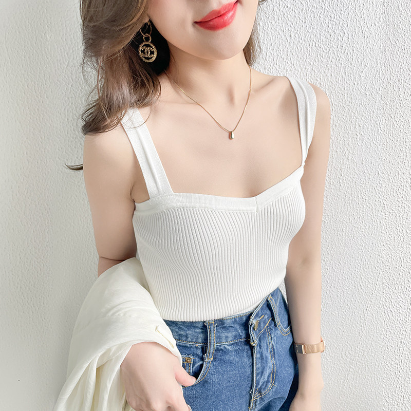 白色吊带背心女款夏外穿肩带纯棉工字西装内搭背心吊带