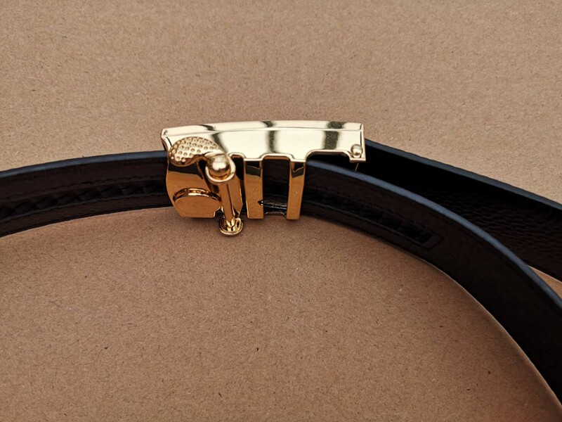 正品金猴自动扣内腰带新款全皮荔枝皮带盒装腰带