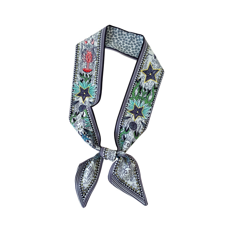 塔罗领巾复古丝巾懒人发带飘带女细窄春秋季围巾