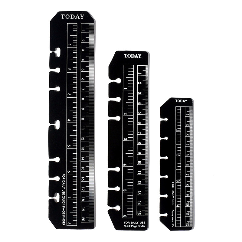 a5a6a7黑色pvc隔页尺子活页笔记本可拆卸书签塑料各类尺