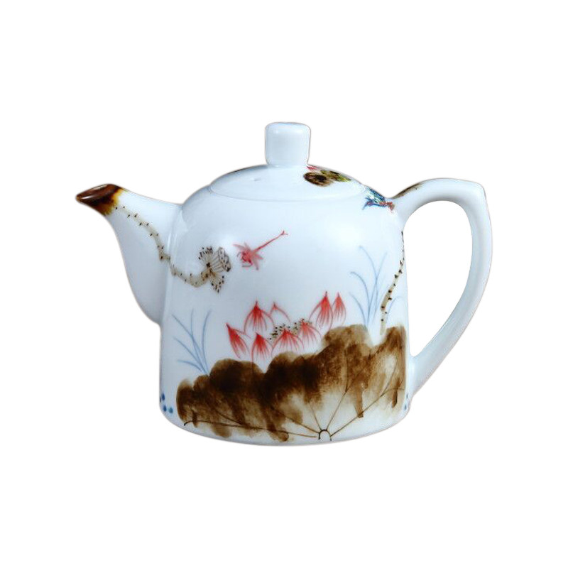 吴氏品雅赤莲窑三才盖碗高端茶杯手绘荷花茶壶功夫茶具