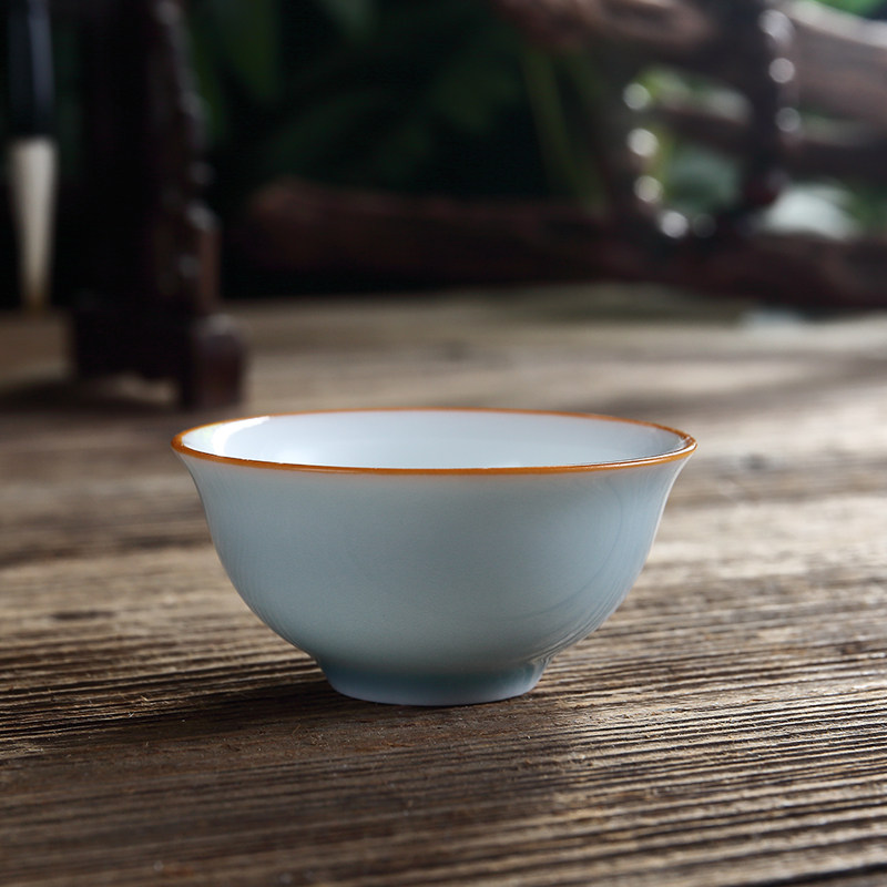 吴氏品三才盖碗高端茶杯釉下彩泡茶碗纯色霁青功夫茶具