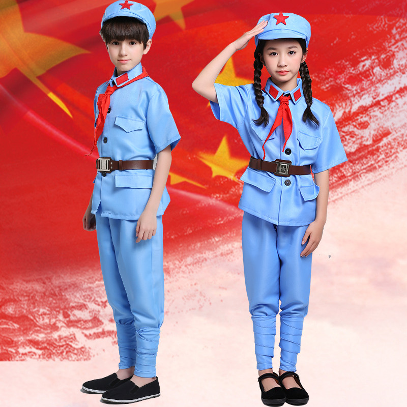 红军演出服装儿童成人红色革命长征八路军老军装成人表演短袖长裤