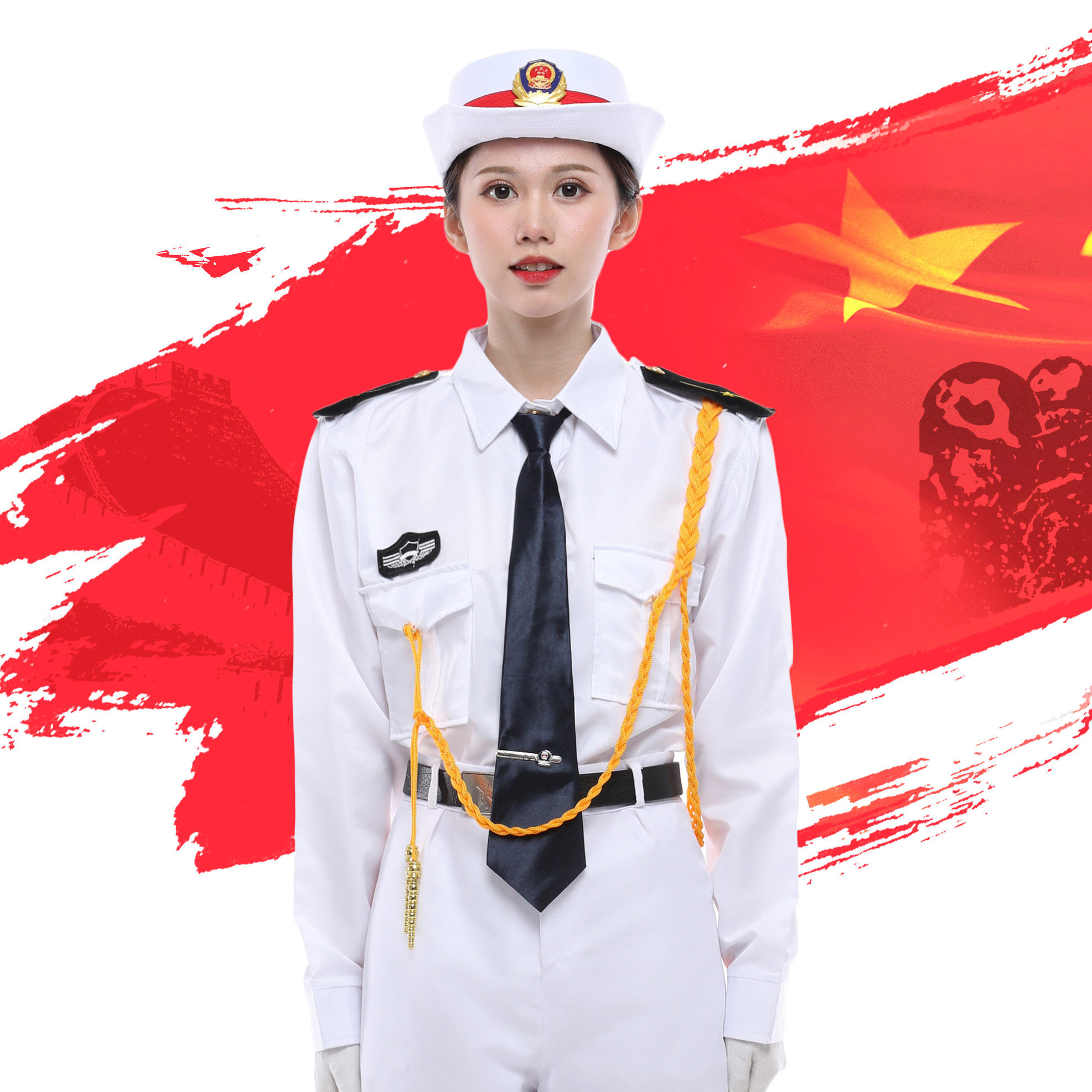 女子升旗旗手服装军装演出仪仗队国旗班军乐乐团儿童演出服