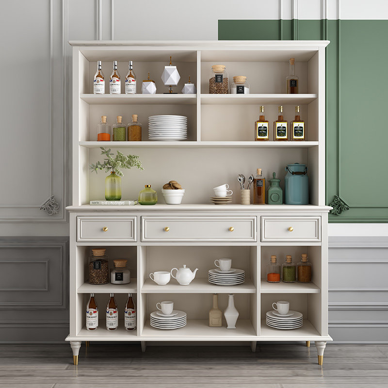 白色实木餐边柜酒柜一体现代简约储物柜茶水水柜轻奢餐边柜