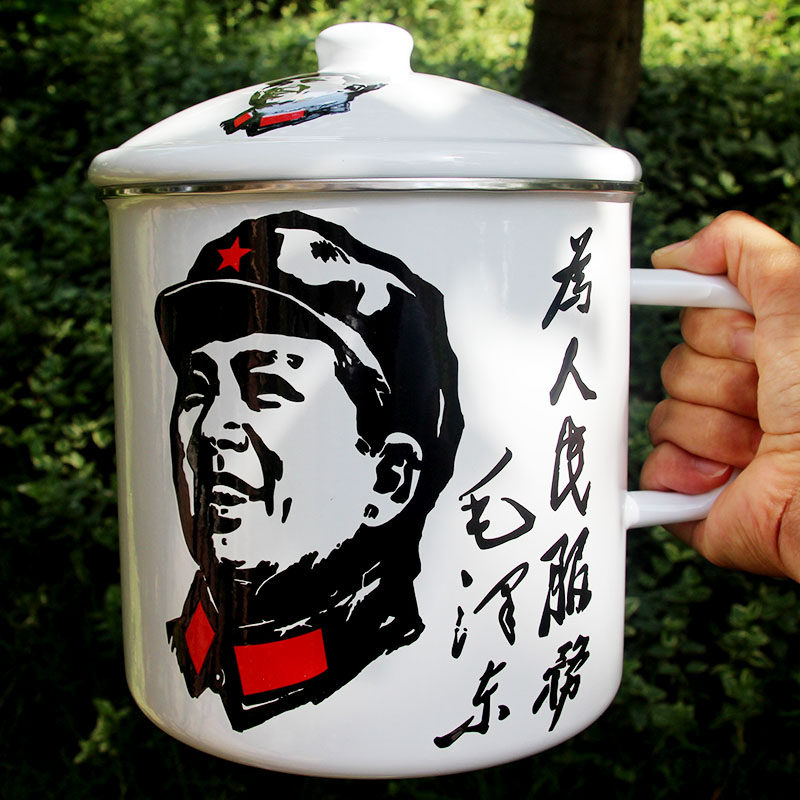 怀旧3000ml搪瓷水杯带盖老式大号特超大容量杯子随手杯